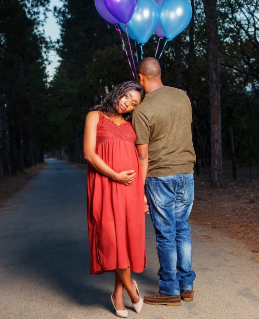 Cameroon couple posing with a balloon